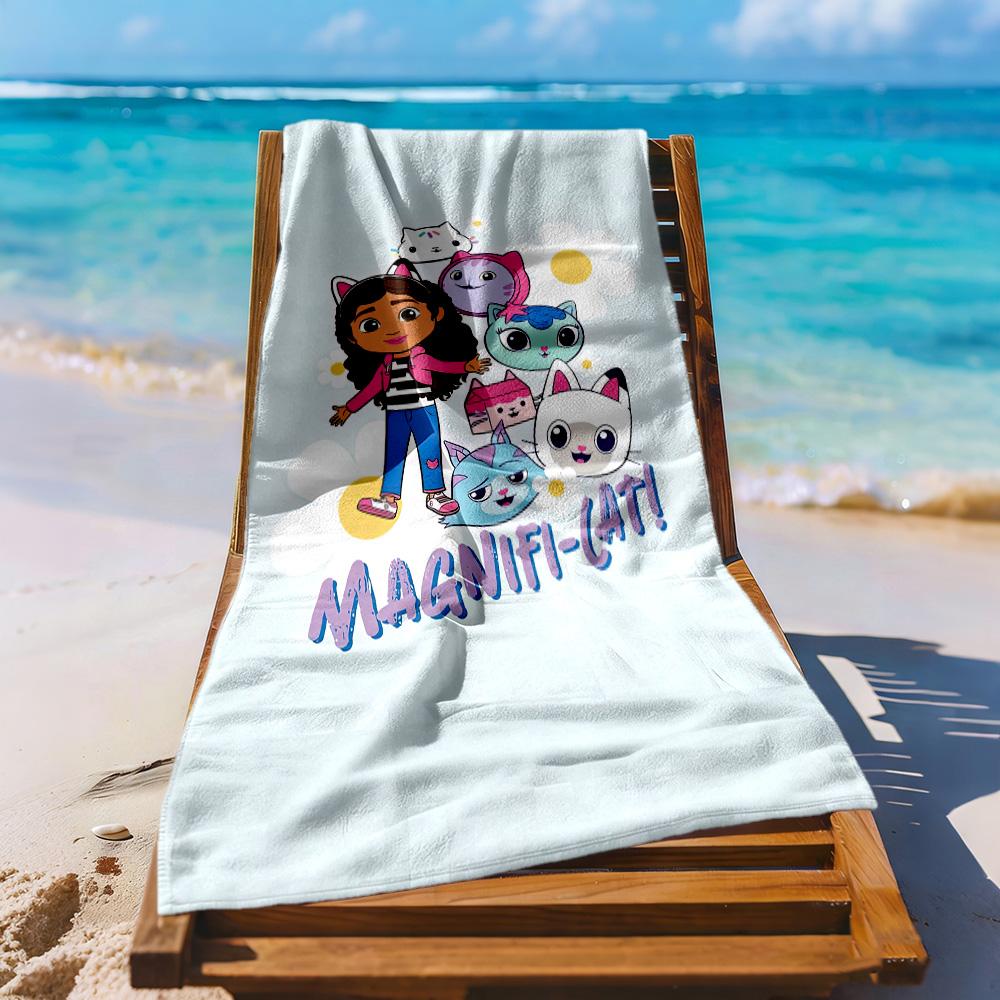 Cartoon Cute Gabbys2 Beach Towel Super Soft Microfiber Quickdry Fabric Comfortable Lightweight Perfect for Traveling Yoga Camping and Swimming