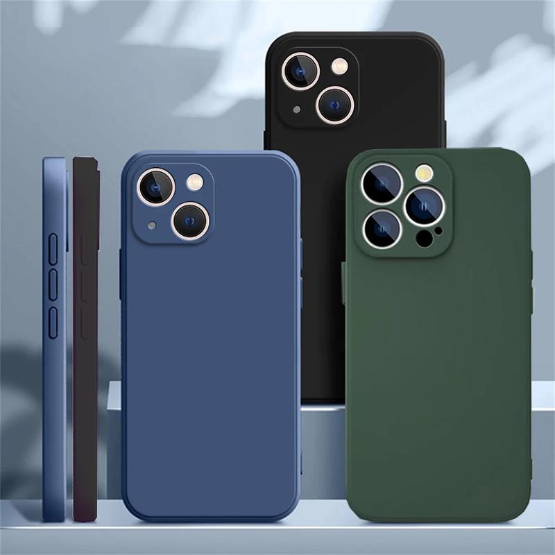 Роскошный квадратный жидкий силиконовый мягкий чехол для телефона из ТПУ для iPhone 15 14 13 12 11 Pro Max X XR XS Max 7 8 14 15 Plus полная защита задняя крышка из ТПУ