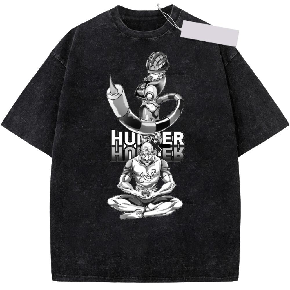 2026 Hot Sale Anime Hunter X Hunter Meruem Tshirt Aizakku Netero Washed Vintage T Shirt Men Women High Quality Cotton Male Short Sleeve Tshirt Top Tee