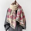 2024 Новый осенне-зимний шарф с утолщенным искусственным кашемиром, двухсторонний, противохолодный и ветрозащитный теплый шарф с принтом для женщин