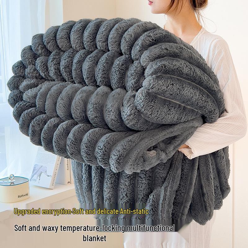 Теплое одеяло из плюша с кроличьим мехом и кораллового флиса: Утолщенное одеяло для зимы, весны и осени – идеально для общежития, односпальной или двуспальной кровати.