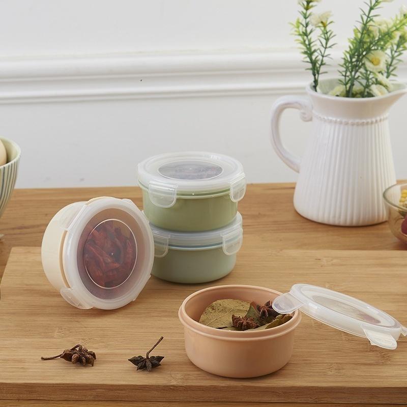 Mini Size Home Round Plastic Refrigerator Crisper Kitchen Food Storage Sealed Box Lunch Grains Tank Sorting Container