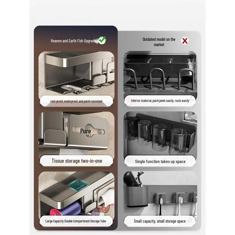 HANDUNYOU Wall-Mounted Double Toothbrush Holder