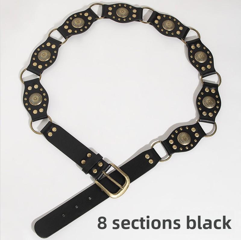 Artistic Vintage Faux Leather Belt With Irregular Design And Metal Buckle For Womens Casual Wear