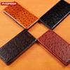 For Samsung Galaxy S9 S10 S10e S20 S21 S22 S23 S24 S25 FE Plus UItra OstrichPoint Genuine Leather Flip Case Wallet Funda Cover