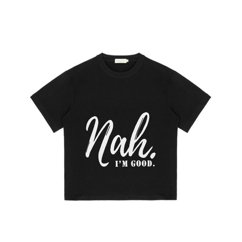 Черная футболка оверсайз с принтом «Nah I'm Good» для повседневной носки