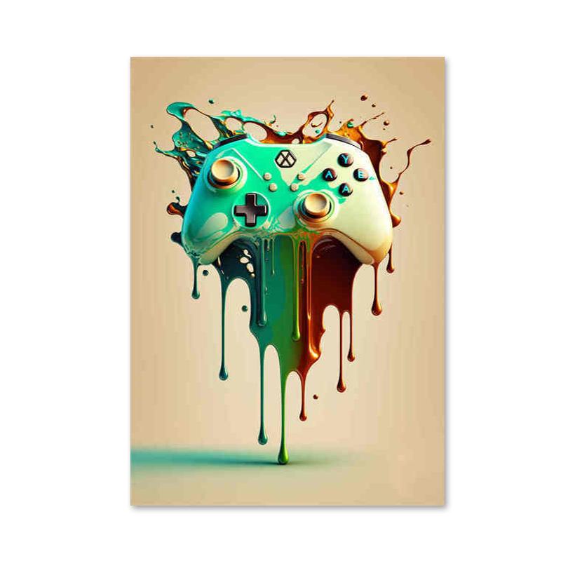 Мультяшные игровые контроллеры, консольные постеры и принты, наушники, холст, картины, настенное искусство для бара, игровая комната, домашний декор