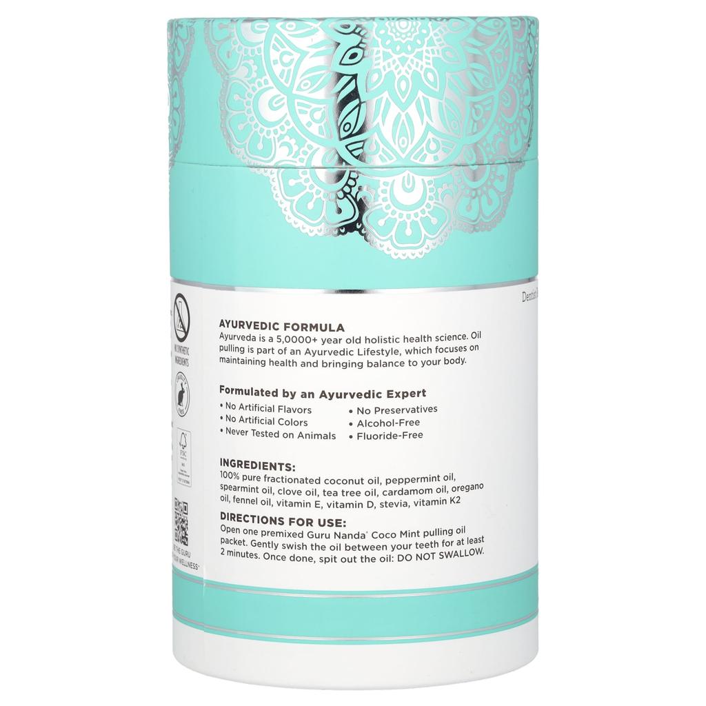 GuruNanda Отбеливающее масло для вытягивания волос, кокос + мята, 28 упаковок, 0,4 жидких унций (12 мл) каждый