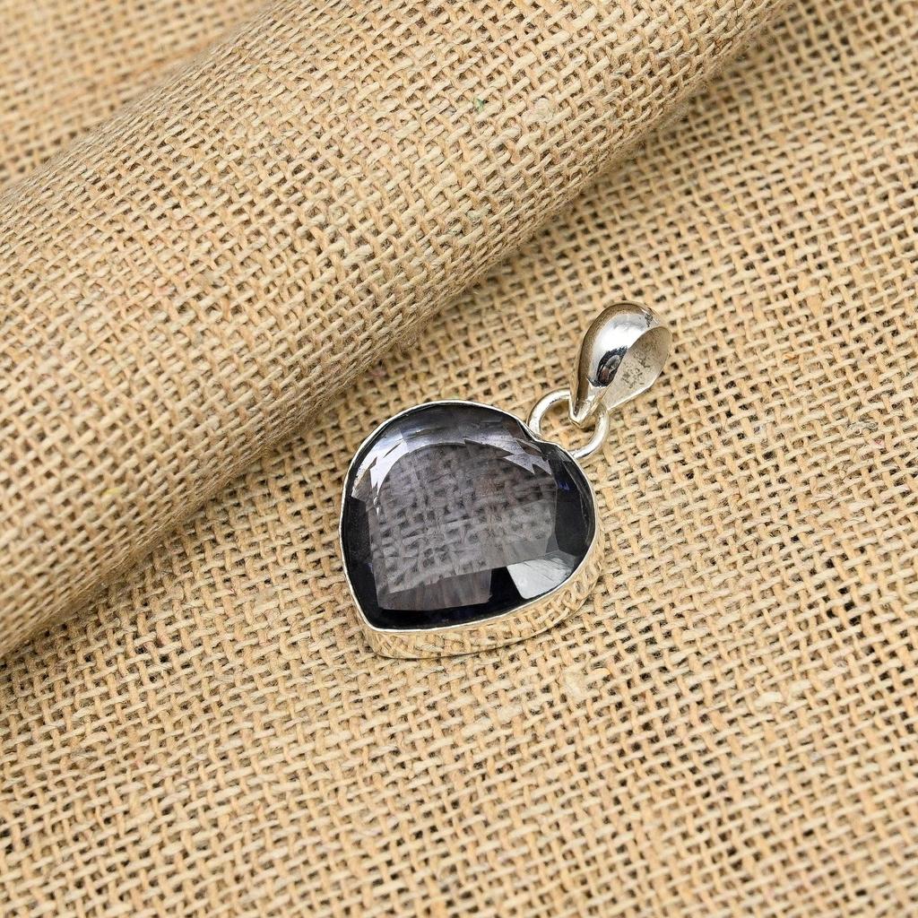 Великолепный кулон из стерлингового серебра 925 пробы с драгоценным камнем иолитом ручной работы для нее