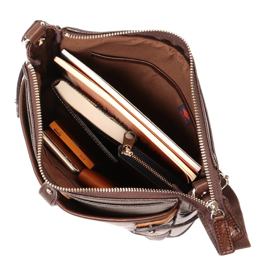 Сумка через плечо Kiwada Masaaki Shoten Canvas PU x Leather SD Легкая водоотталкивающая коровья кожа Сделано в Японии Шоколад [Toyooka Bag] (L)