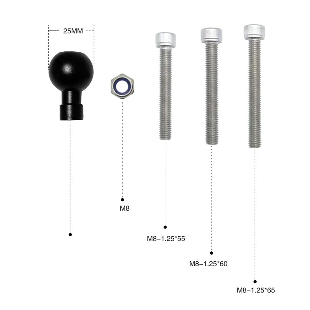 Зажим на руль мотоцикла, 1 дюйм, шарик и винты M8, алюминиевый держатель для телефона на мотоцикле, аксессуары, болт кронштейна руля