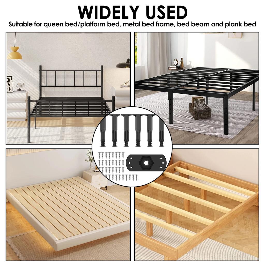 6PCS/Set Adjustable Bed Frame Support Legs Frame Center Slats Durable Furniture Support Legs for Frame Sofa Dresser Table Legs25