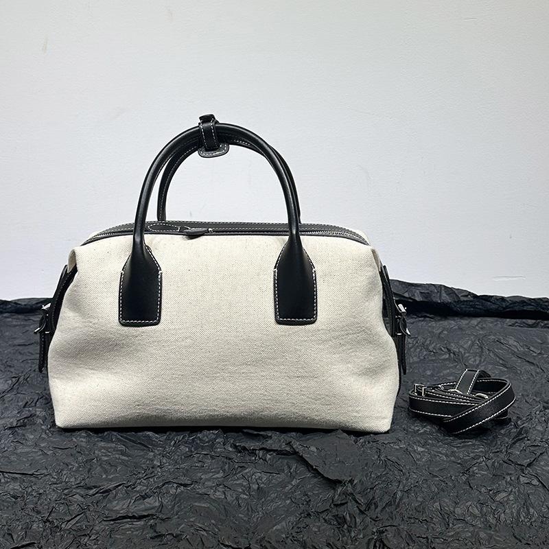 Новая женская сумка-тоут, сумка-тоут Niche High-end Light Luxury Linen Contrast Color Bowling Leather Casual Bag For Women