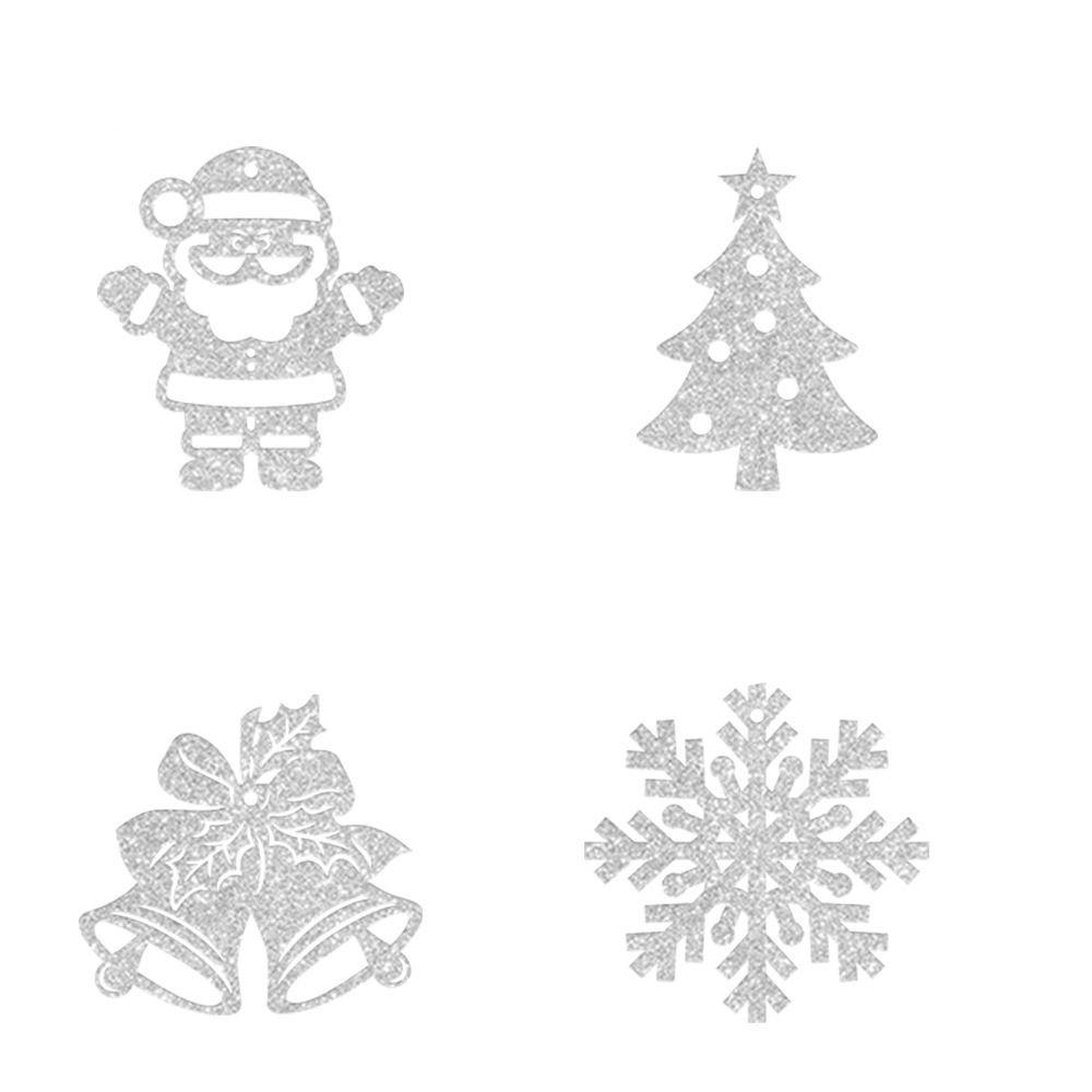 24pcs Creative Christmas Decoration Tags Silver Hanging Ornament Christmas Tree Pendant New Year