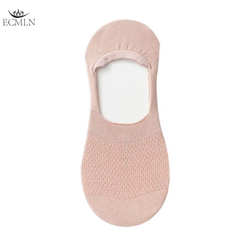 Solid Color Mesh Cotton Short Socks for Women Thin Non-falling Heels Shallow Invisible Breathable Summer Boat Socks