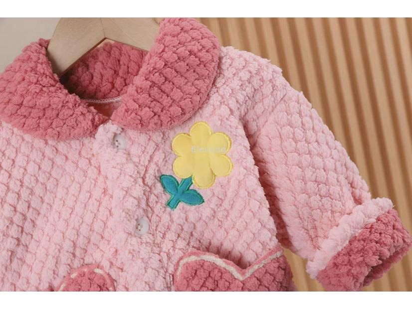 Уютная фланелевая зимняя пижама для девочек - теплый и мягкий детский комплект одежды для сна