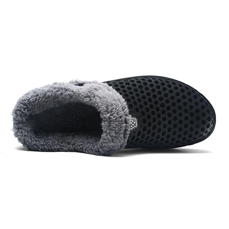 Plus Size 45 Fleece-Lined Thick-Soled Slippers for Couples - Slip-On Clog Shoes with Heel Cover for Men.