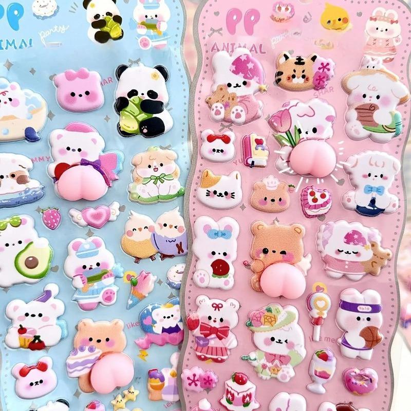 Kids 3D Animal Self-adhesive Stickers - Cute Bear Craft Toys for Phone Case Diary Scrapbook Pencil Case & Tablet Decor
