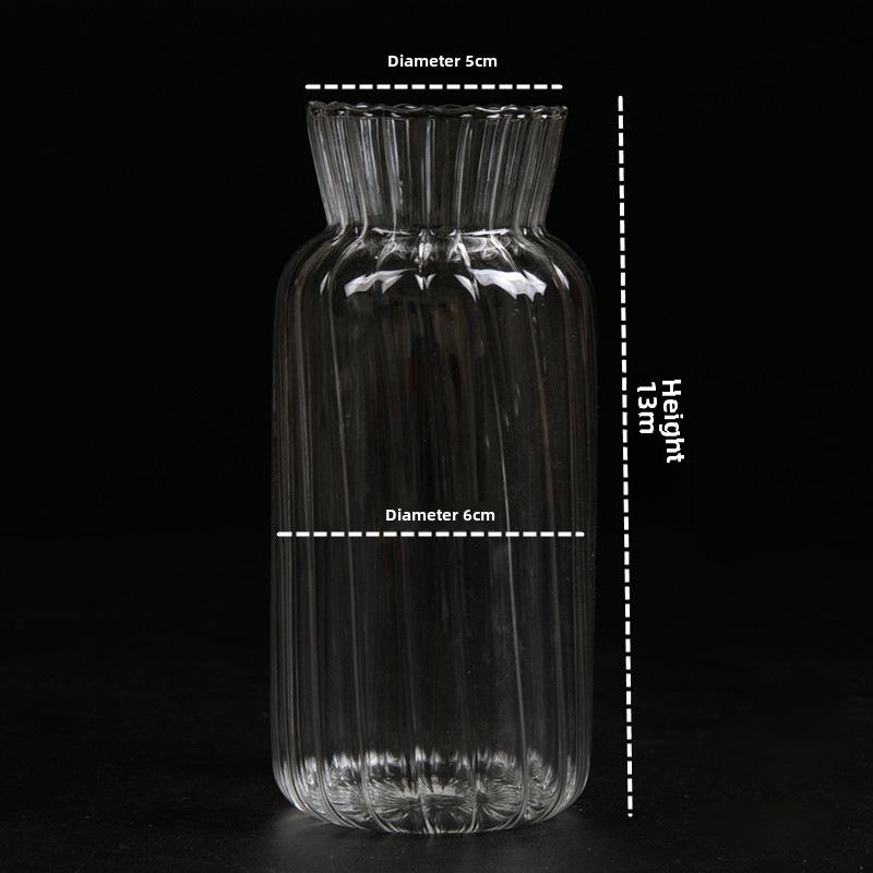 Полосатая стеклянная ваза для сухих цветов - Стильное украшение стола и домашний декор