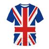 Quality 3D Printed Blue Striped Flag British Minimalist Casual Short Sleeved Men's Women's T-shirt