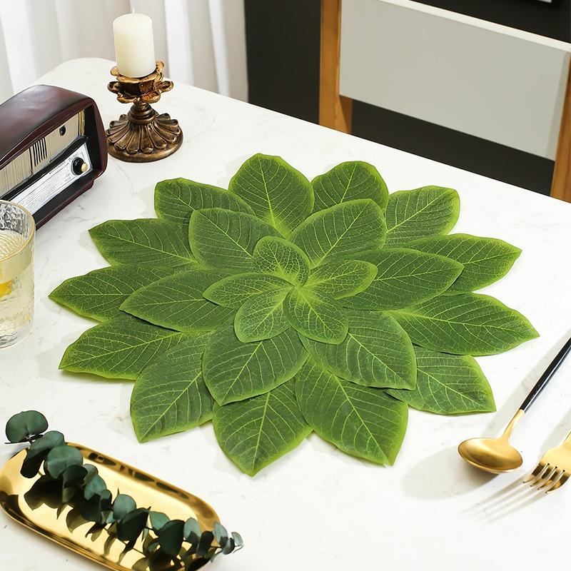 Green Leaves Shape Heat Resistant Table Mat Washable Heat Insulation Dining Mats