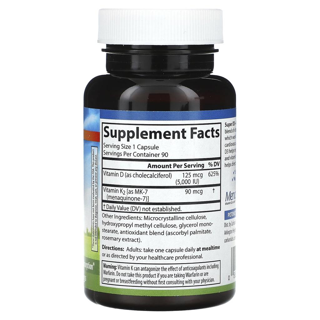 Super D3 + K2, 90 Veggie Capsules