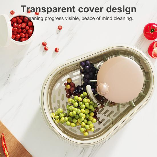 Большая емкость для мойки фруктов с вращающейся чашей и ручным съемным щеточным приводом