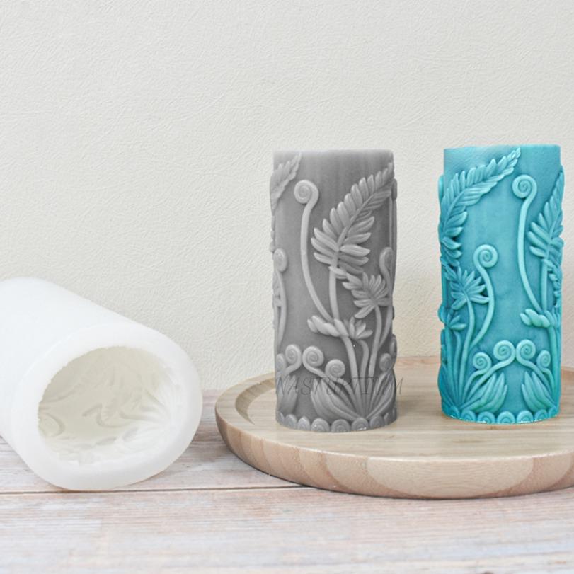 New Relief Tree Cane Cylindrical Silicone Candle Mold 3D Creative Geometric Column Aromatherapy Gypsum Soap Resin Process Mould