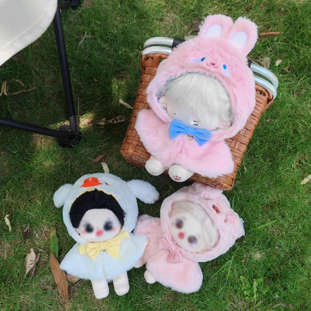 YUYAKESHI Хлопковая одежда для кукол Одежда для кукол-животных Смена одежды Куртка Шапка с ушками Костюм для мягкой игрушки Милое животное Пушистая накидка (Печать, 15 см)