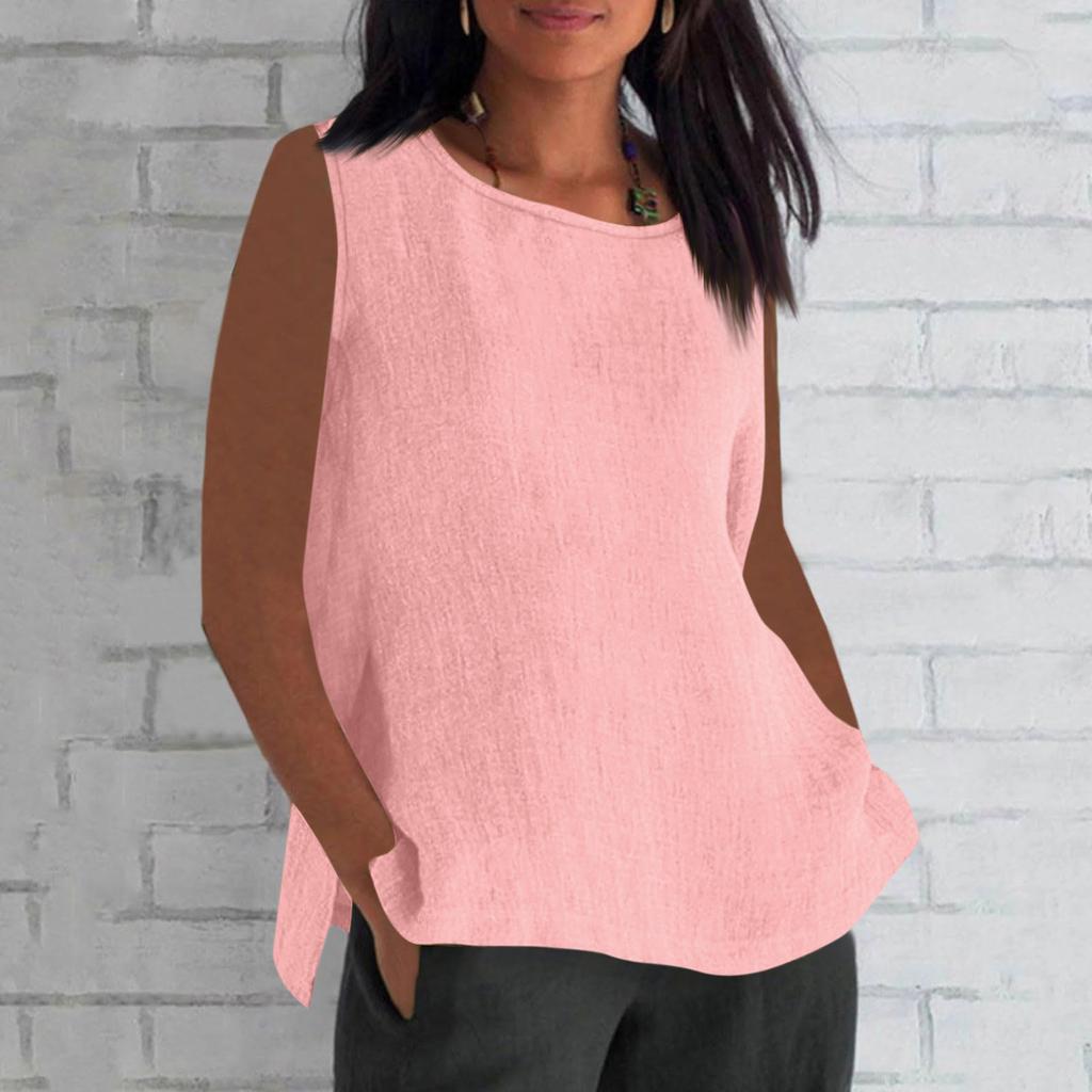 Летние хлопковые и льняные тонкие дышащие топы для женщин, свободные большие размеры, футболка с короткими рукавами и круглым вырезом, летняя блузка, одежда