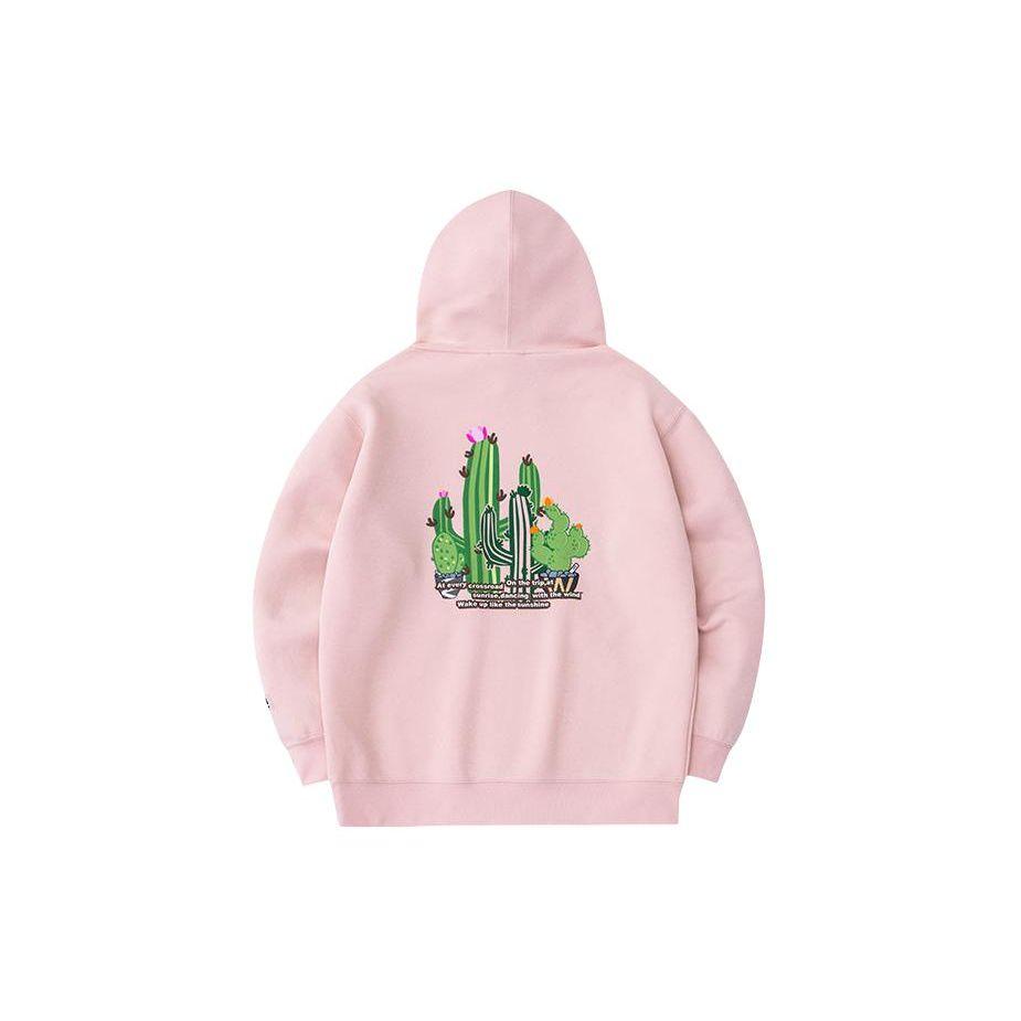 Anta Свитер с капюшоном и надписью Lifestyle Series, свободная повседневная толстовка унисекс, цвет «розовый туман» 172428703-3