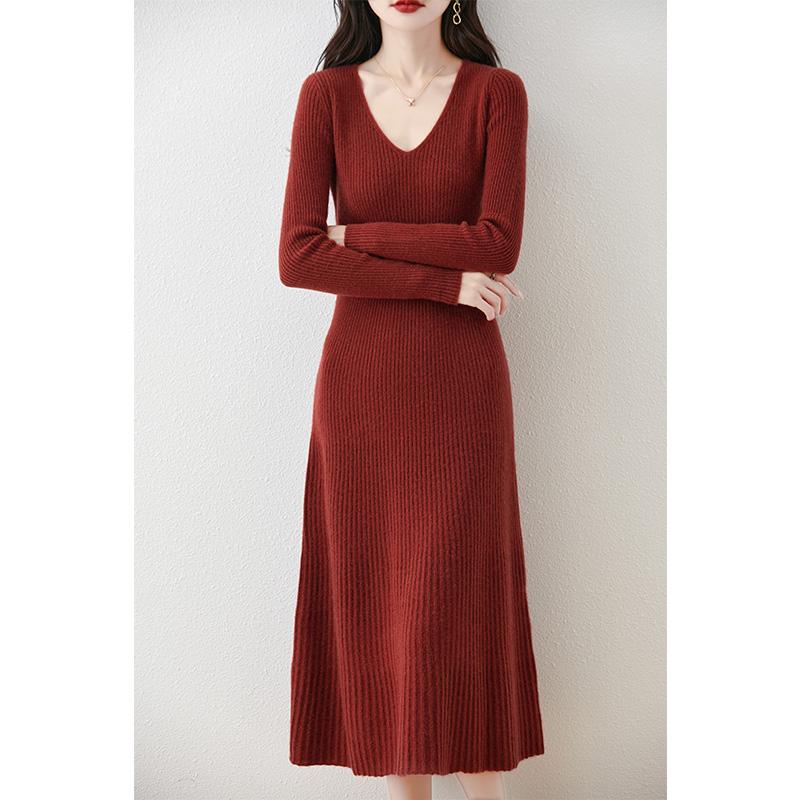 Женское кашемировое платье Qinghe кашемир 30% кашемир 70% шерсть осенне-зимняя кашемировая юбка мягкая и теплая