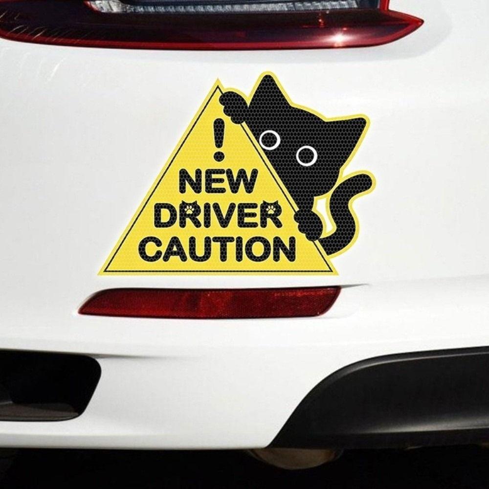 1 Set Self-Adhesive Warning Decal Reflective New Driver Sign Cute Car Decal Road Safety
