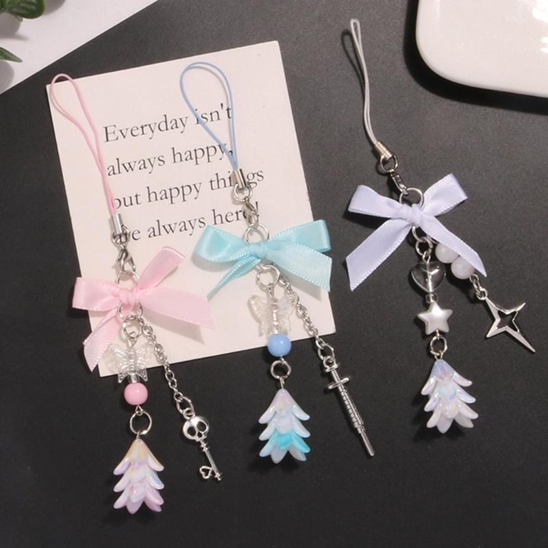 Stylish Butterfly Bag Charm Trendy Bowknot Keychain Phone Charm Keyrings Cool Keychain Acrylic Material for Party Daily