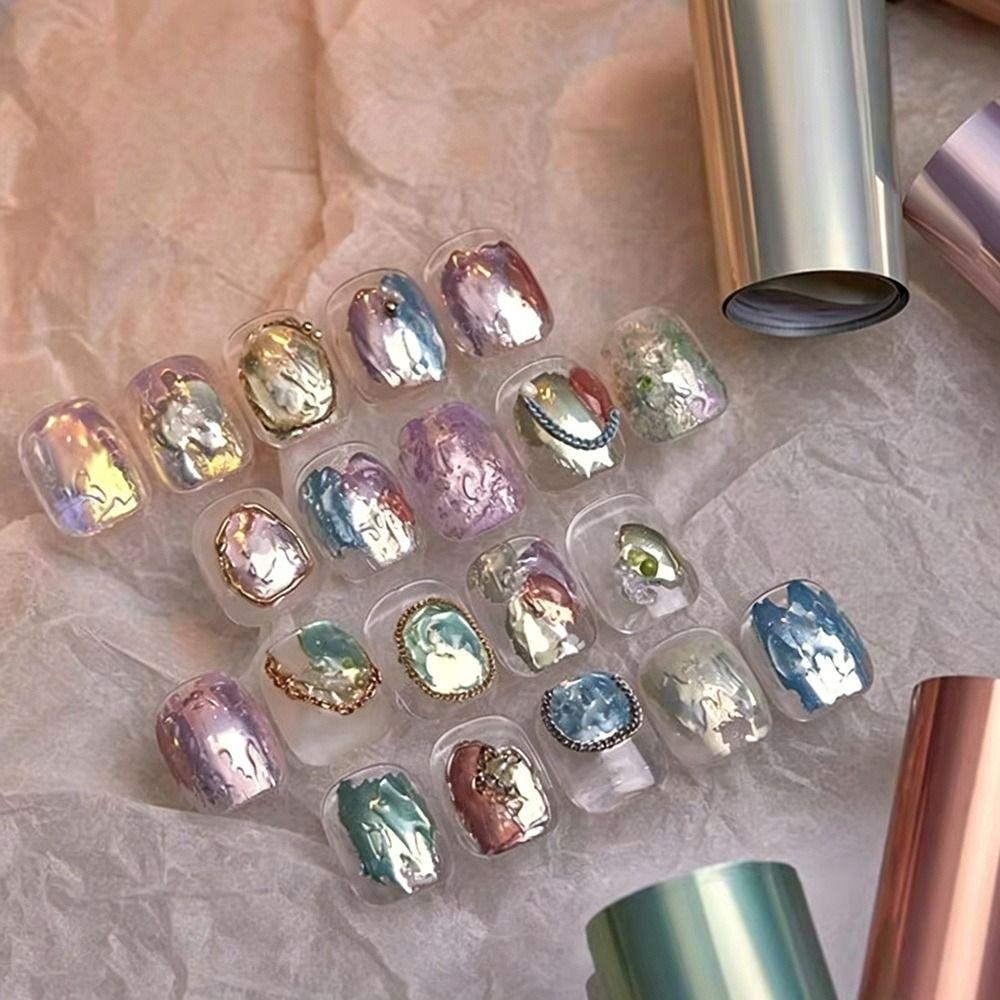 Laser Nail Foil Decals Iridescent Nail Decals Professional Manicure Decals  Nail Decoration