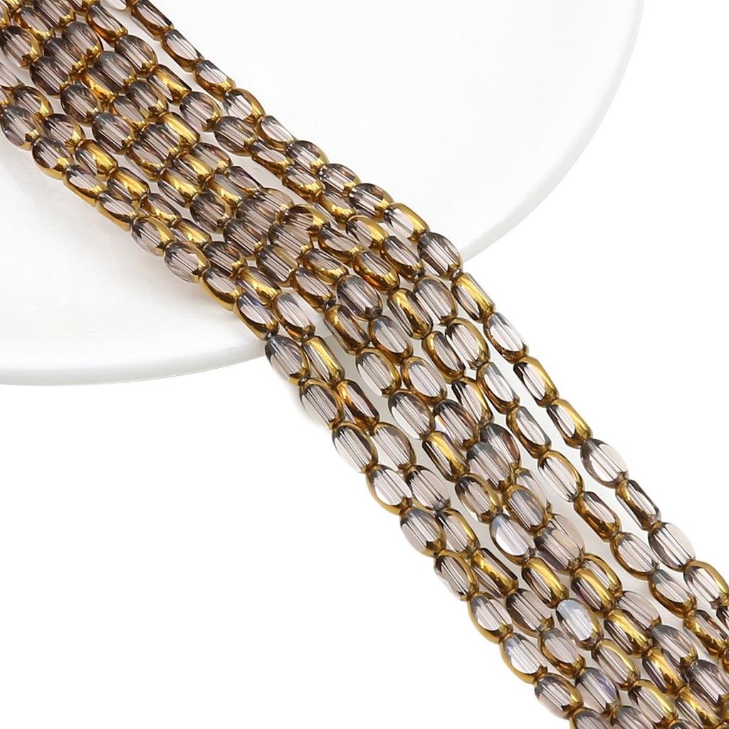 Овальные ограненные стеклянные кристаллы с золотистой окантовкой, в форме рисовых зерен, для изготовления украшений