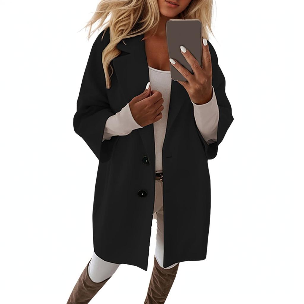 Женское модное универсальное твидовое пальто, однотонный однобортный пиджак с опущенными плечами и рукавом семь четвертей