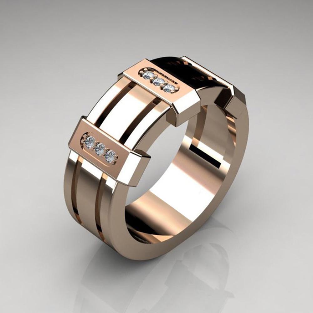 Кольцо из нержавеющей стали Rose Gold для мужчин Модный тренд Кольцо на палец с цирконием Мужское Вечеринка Помолвка