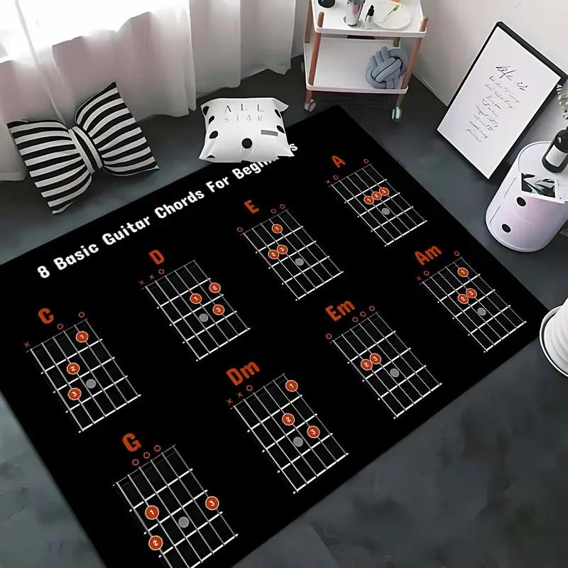 3D-коврик с базовой теорией гитарных аккордов, коврик для пианино, коврик для гостиной, коврик для спальни, коврик для дивана, придверный коврик, детский нескользящий напольный коврик