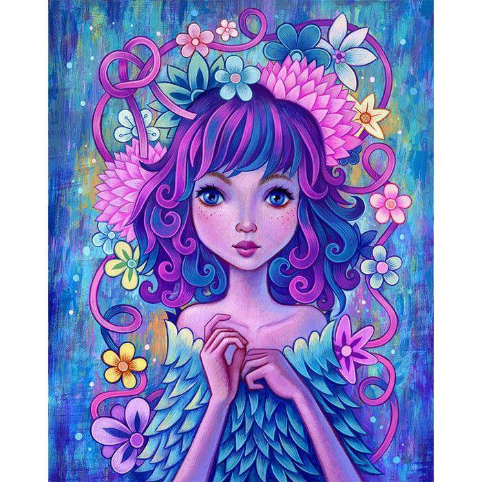 Kit de diamond painting - Modèle portrait de jeune fille - 40x50cm
