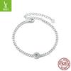 Simple Round 50-Point Moissanite Bracelet, Men'S And Women'S Trend S925 Silver Bracelet Jewelry