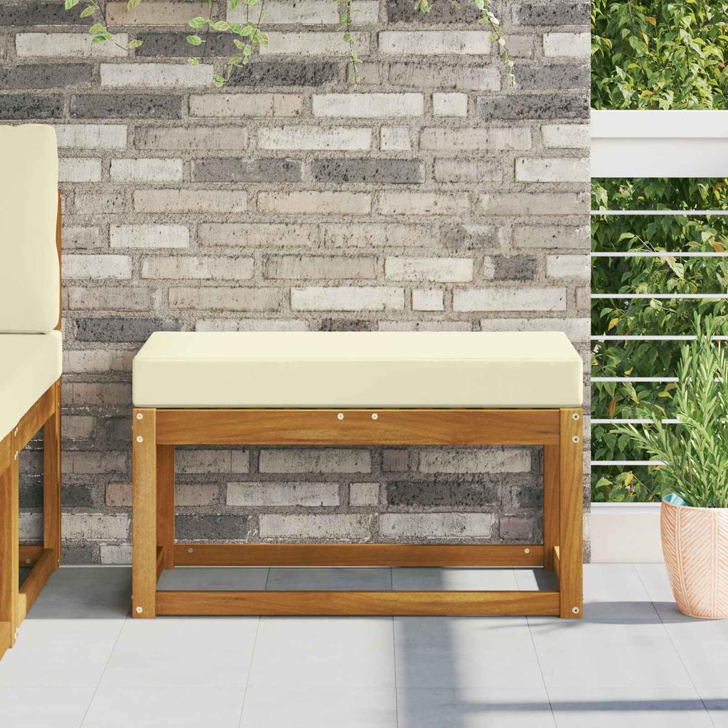 Outdoor Seat Cushion Cream 80 x 40 x 8 cm 100percent Polyester