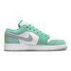 Детские кроссовки Air Jordan 1 Low SE GS New Emerald Белые светло-стальные-серые такси DO8244-301