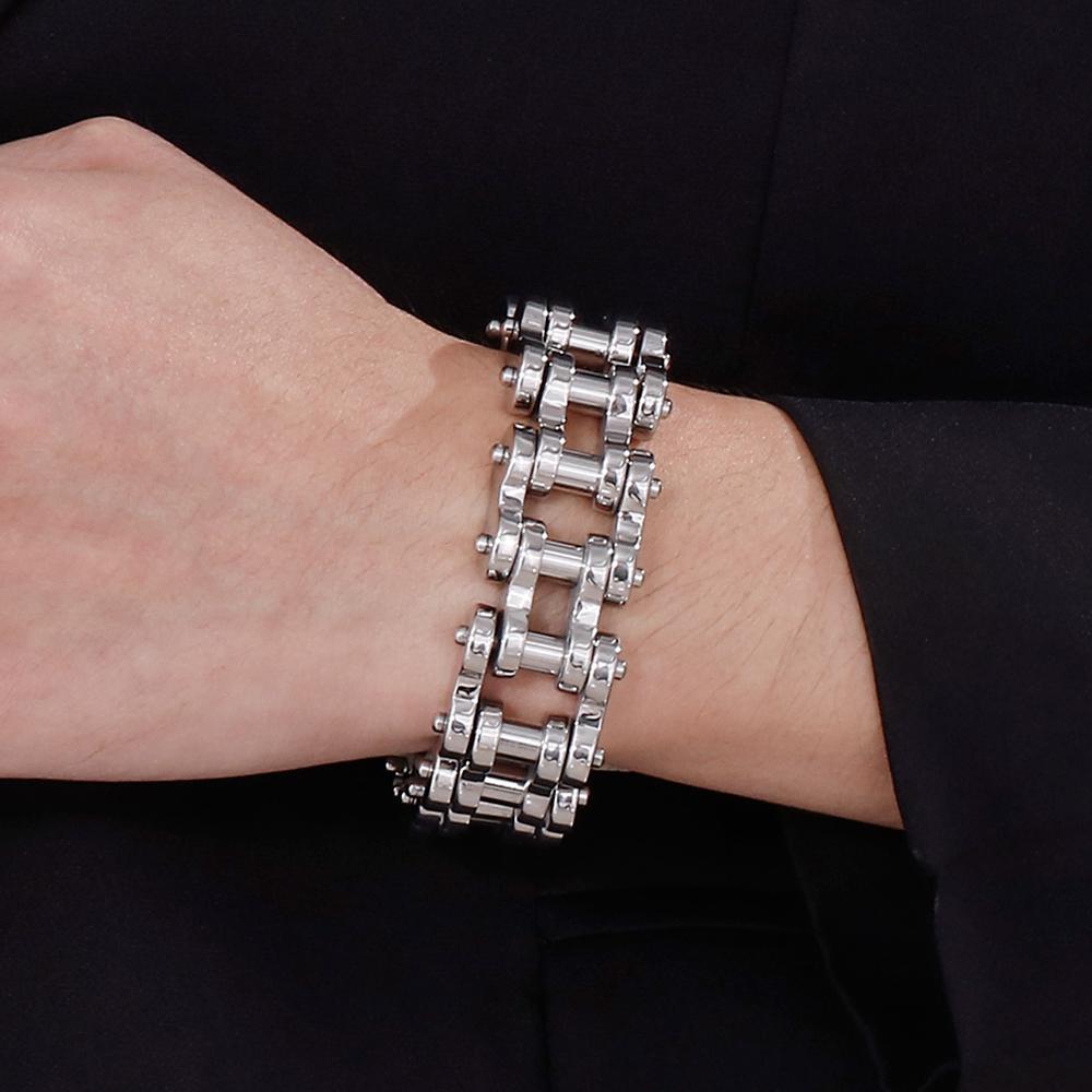 Массивный браслет-цепочка для велосипеда и мотоцикла шириной 22 мм для мужчин в стиле панк-рок, тяжелые мужские велосипедные браслеты из нержавеющей стали