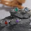 Серебряное кольцо S925 стерлинговое серебро, натуральный красный и зеленый агат, фиолетовый драконий кристалл, морской синий цвет сокровища, тайское серебро, этнический узор