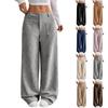 Вельветовые брюки для женщин повседневные с эластичной талией брюки с прямыми штанинами свободные удобные брюки с карманами