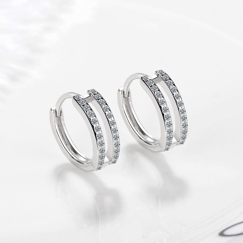 Top Quality 925 Sterling Silver Earrings for Women Jewelry Shiny Zircon Stones Lady Hoop Earrings Female Accessories Princess