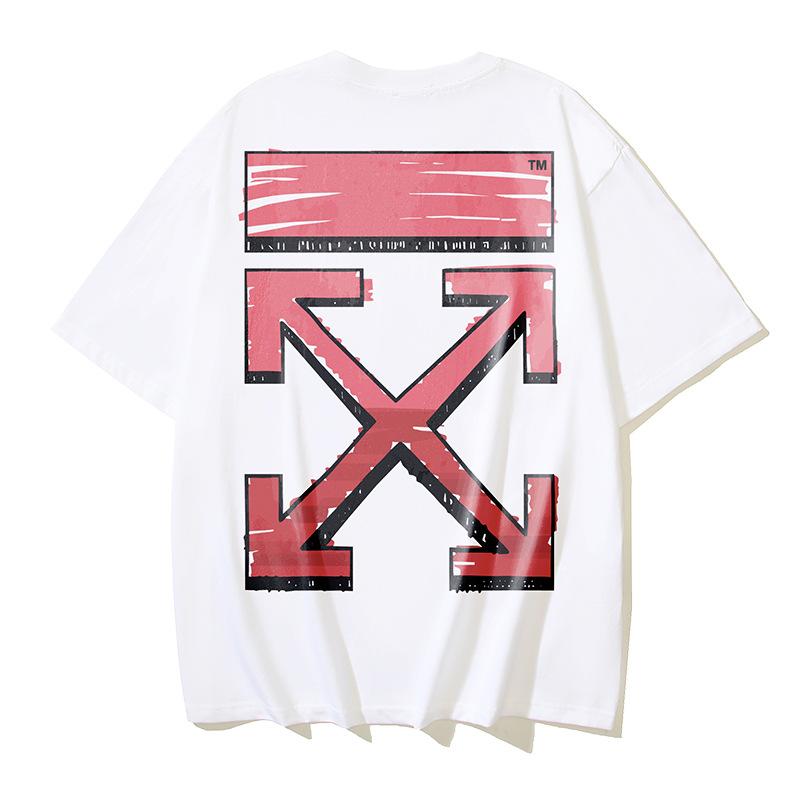 Off-White Летняя новинка 2026 года, футболка с коротким рукавом с принтом в виде граффити и стрелок, для мужчин и женщин