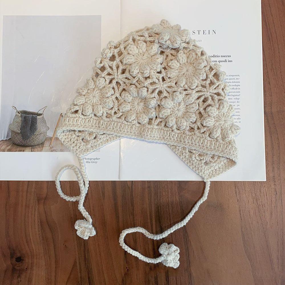 Вязаная крючком детская шапка с цветком принцессы, дышащая шапка-берет для девочек