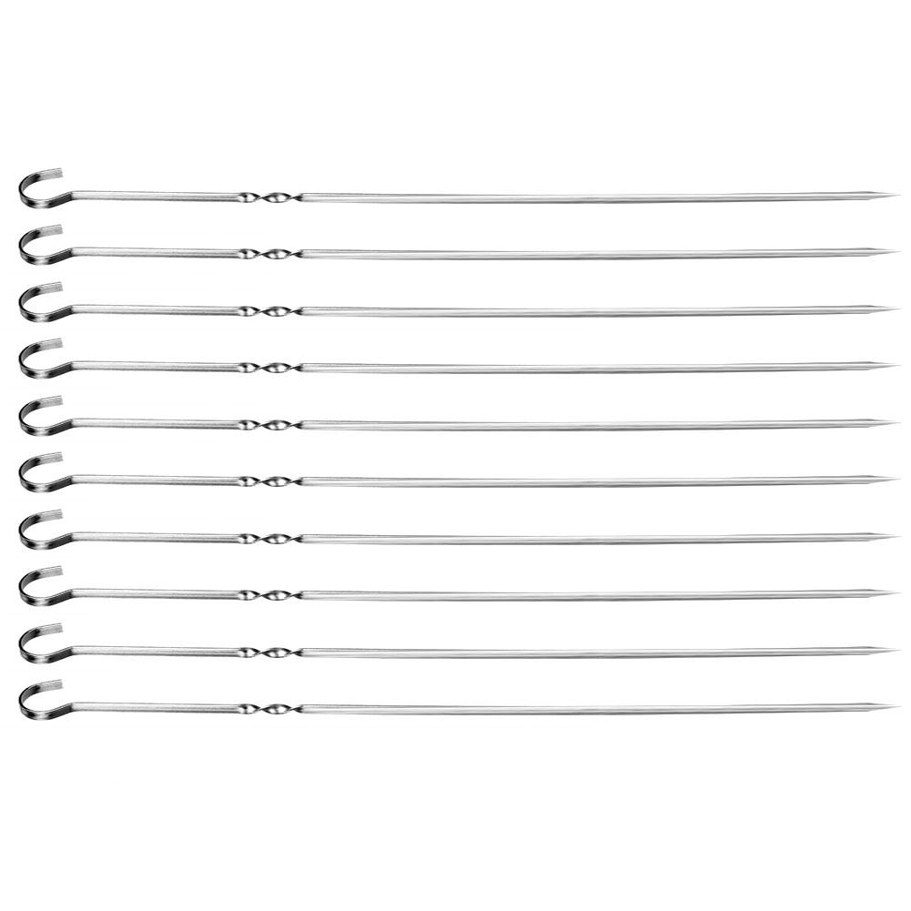10 шт. Шампуры плоские для барбекю из нержавеющей стали, инструмент для гриля для вечеринок, мероприятий на открытом воздухе